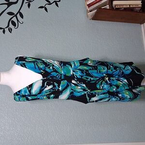 Bisou Bisou Elegant Black Teal Dress With Pockets